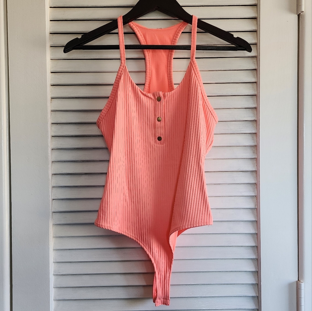 Victoria Secret Coral Ribbed Bodysuit